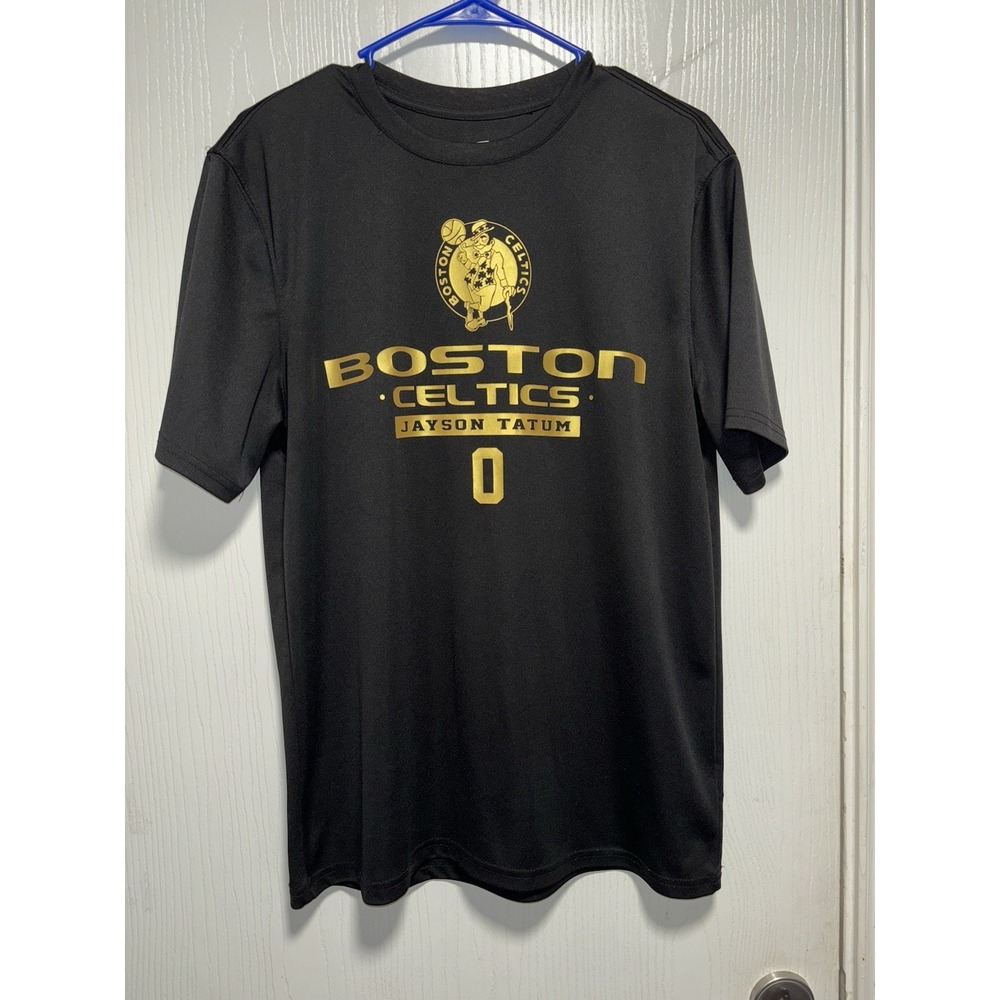 BOSTON CELTICS SHIRT LARGE JAYSON‎ TATUM GOLD NBA BASKETBALL FINALS 2024